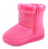 Super Furry Rhinestone Hearts Infant Baby Fashion Pom Winter Boots