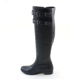 Double Buckles Knee High Low Heel Riding Women's Vegan Boots