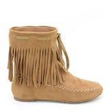 Fringe Mocassin Flat Vegan Women's Vegan Suede Boot