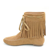 Fringe Mocassin Flat Vegan Women's Vegan Suede Boot