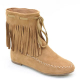 Fringe Mocassin Flat Vegan Women's Vegan Suede Boot