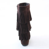 Fringe 3 Layer Moccasin Knee High Mid Calf Tall Vegan Boot