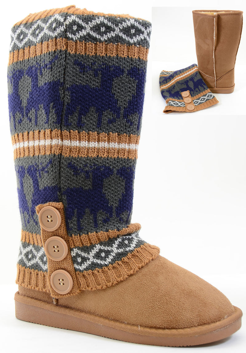 Cardigan Removable Sweater Vegan Fur Suede Women's Boots