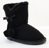  Sweater Knit Pom-pom Vegan Fur Girls Winter Warm Boots KIDS