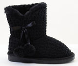  Sweater Knit Pom-pom Vegan Fur Girls Winter Warm Boots KIDS