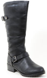 4everfunky Studded Buckle Riding Knee Vegan Leather Women's Boot