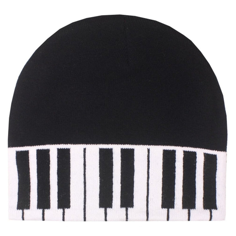 Black White Piano Keys Music Knit Beanie Stocking Cap Winter Hat Band Choir
