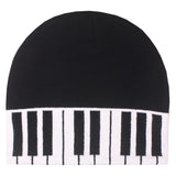 Black White Piano Keys Music Knit Beanie Stocking Cap Winter Hat Band Choir