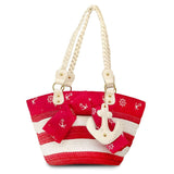 Red Rockabilly Voodoo Vixen Anchors Away Wicker Tote Bag Purse