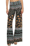 Funky Blue Multi Abstract High Waist Wide Leg Palazzo Pants