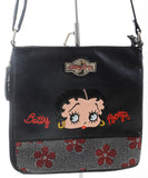 Betty Boop Leatherette Floral Rhinestone Crossbody Handbag Purse