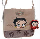 Betty Boop Leatherette Floral Rhinestone Crossbody Handbag Purse