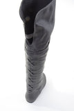 Black Pirate Over the Knee Riding Vegan Leather Boots Womens