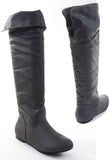 Black Pirate Over the Knee Riding Vegan Leather Boots Womens