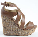 Tribal Print Strappy Open Toe Platform Wedge