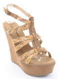 Marta-82 Strappy Faux Leather Open Toe Wedge Sandals