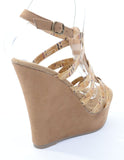 Marta-82 Strappy Faux Leather Open Toe Wedge Sandals