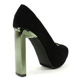 Mirror Heel Peep-Toe Wrapped Platform Pumps