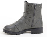 4everfunky Moto Harness Rivets Combat Lug Ankle Women's Vegan Boots