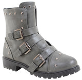 4everfunky Moto Harness Rivets Combat Lug Ankle Women's Vegan Boots