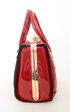 Pearl Clasp Red Retro Inspired Handbag Vegan Patent Purse