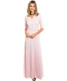 Pink Ombre Gold Sailor Button Maxi T-shirt Dress U.S.A