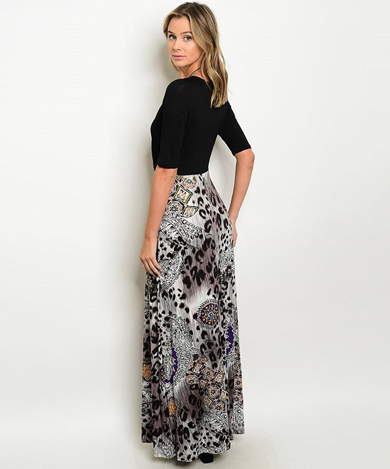 Womens Abstract Surplice Leopard Jersey Maxi Dress U.S.A