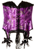 Womens Vibrant Purple Floral Brocade Corset with Garters