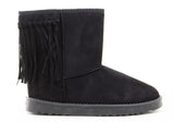 Fringe Furry Vegan Shearling Suede Fleece Women's Flat Boot