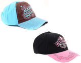  Cowgirl Embroidered Text Rhinestone Bling Womens Fashion Baseball Hat 