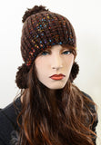  Rainbow Speckled Crochet Knit Unisex Triple Pom Fashion Beanie