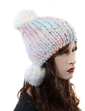  Rainbow Speckled Crochet Knit Unisex Triple Pom Fashion Beanie