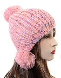  Rainbow Speckled Crochet Knit Unisex Triple Pom Fashion Beanie