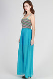  Colorful Aqua Zig Zag Bandage Design Full Length Sheer Spring Maxi Dress