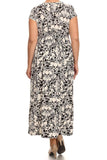 Women's Plus Size Short Sleeve Skull Print Maxi Dress - One Size