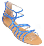  Gladiator Metallic Back Zip Strappy Gladiator Womens Wedge Sandals