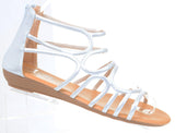  Gladiator Metallic Back Zip Strappy Gladiator Womens Wedge Sandals