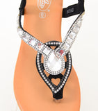 Sparkly Rhinestone Elastic Strap Thong Flat Slingback Sandal