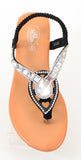 Sparkly Rhinestone Elastic Strap Thong Flat Slingback Sandal