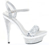 Silver Jeweled Sequins Rhinestone Evening Open Toe Platform Sandal Formal Heels