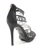 Glitter Cut-out Strappy Open Toe Platform Women's Heels Shoes