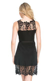 Womens Solid Black Scuba Crochet Evening Cocktail Dress