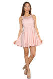 Womens Flirty Pink Lace A-line Cocktail Mini Dress