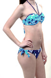 Polka Dot Floral Sexy Bandeau Bikini Swimsuit Set