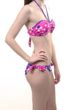 Polka Dot Floral Sexy Bandeau Bikini Swimsuit Set