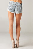 I HEART LA All Over Printed Frayed Distressed Denim Jean Fashion Shorts