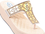  Heart Shimmering Platform Wedge Flip Flop Thong Sandal