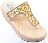  Heart Shimmering Platform Wedge Flip Flop Thong Sandal