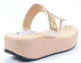  Heart Shimmering Platform Wedge Flip Flop Thong Sandal