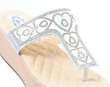  Heart Shimmering Platform Wedge Flip Flop Thong Sandal